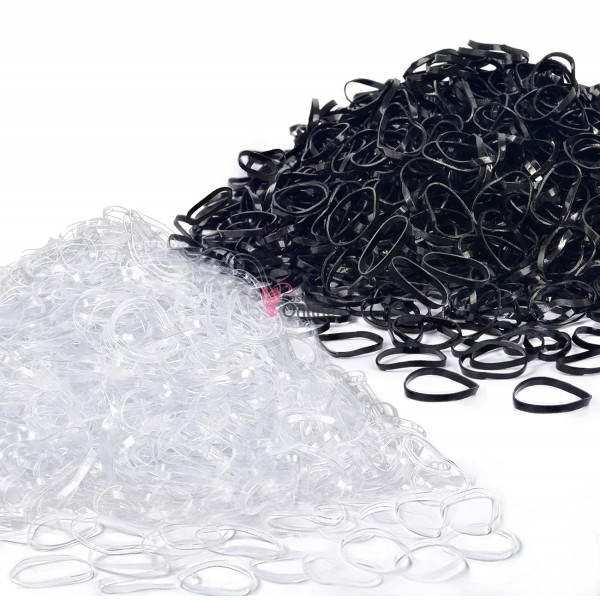 Elastice pentru codite de par, set 200 bucati RT015 Alb-Negru